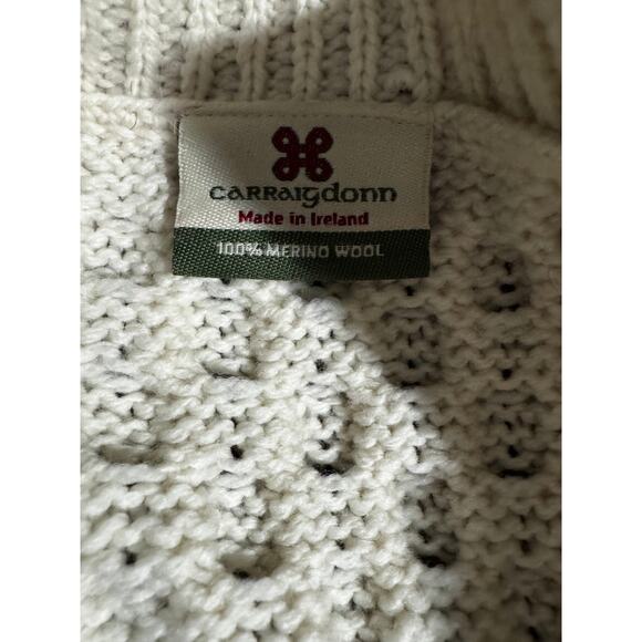 Carrig Donn Irish Cardigan Sweater 100% Merino Wool Cream Size Medium Estimate - Picture 4 of 4